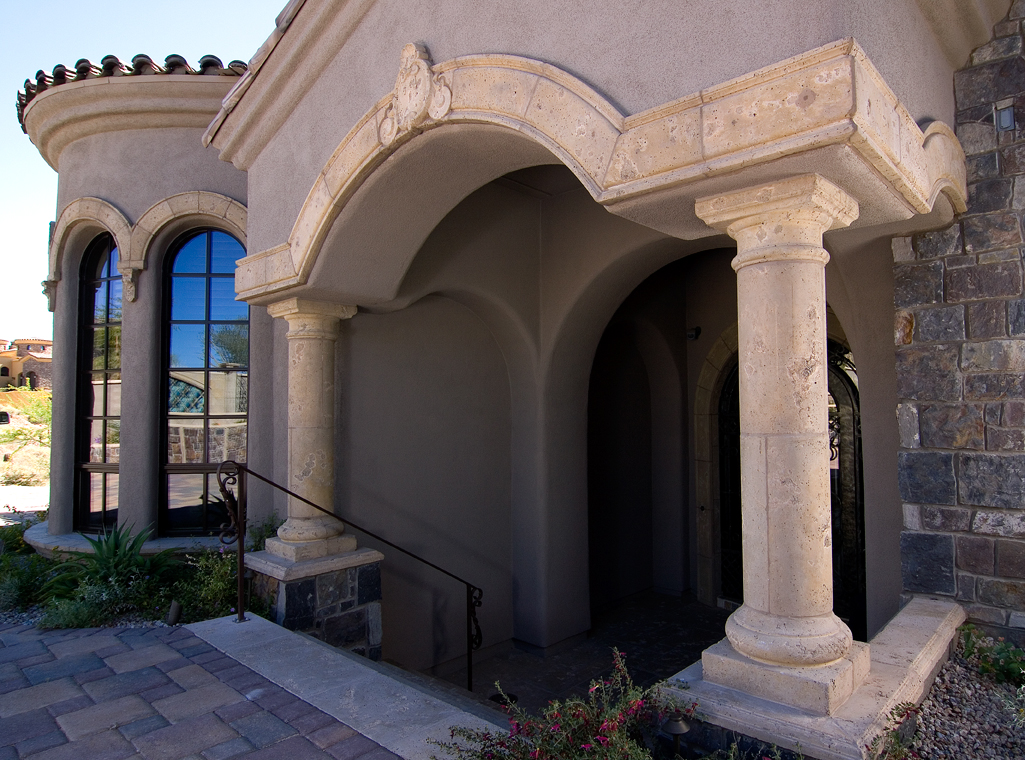 Mesa Precast | Home Exterior Decor | Catalog Product - Architectural Trim DP-2 | Damascus Corbel | Natural Honey Color, Moreno Finish | Hardscape Ideas