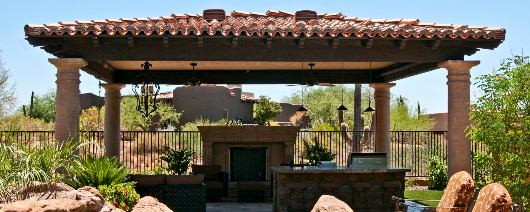 Hardscape, Outside Landscaping using Mesa Precast Products Design | Fireplace with Architectural Trim, Corbels, Mantel and Hearth - Columns