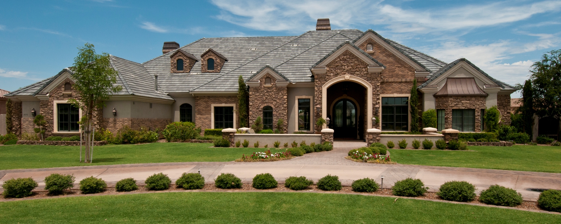 Mesa Precast Products for Home Elevation | Entry Way Surround with Keystone, Window Surrounds, Trim, Pier Caps, Wall Coping