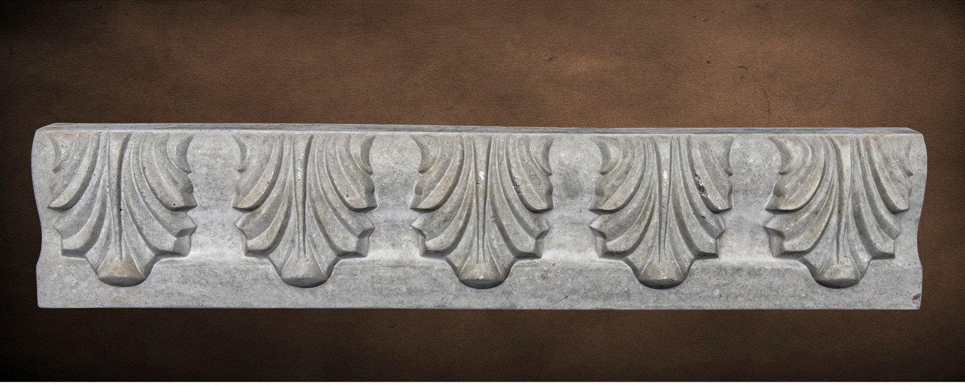 Mesa Precast Catalog Product: Specialty Decorative Trim - Venetti Leaf | In this Image - Gray Color, Smooth Finish