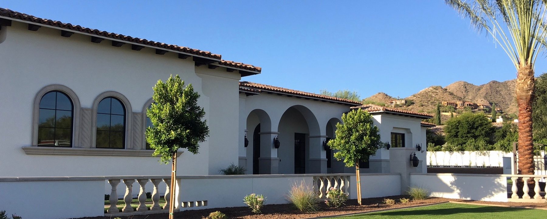 Landscape, Hardscape Design using Balustrade Systesm, Wall Coping Combine with Windows Surrounds, Entry Way Trim for Unifying Design Accent