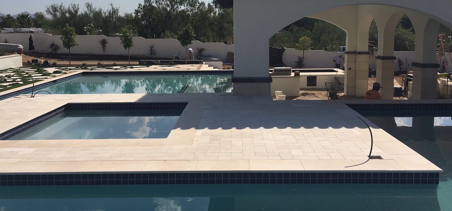 Pavers, Pool Coping, Custom Dark Color Design Accent on Columns, Wall Coping Pavers, Pool Coping, Custom Dark Color Design Accent on Columns, Wall Coping