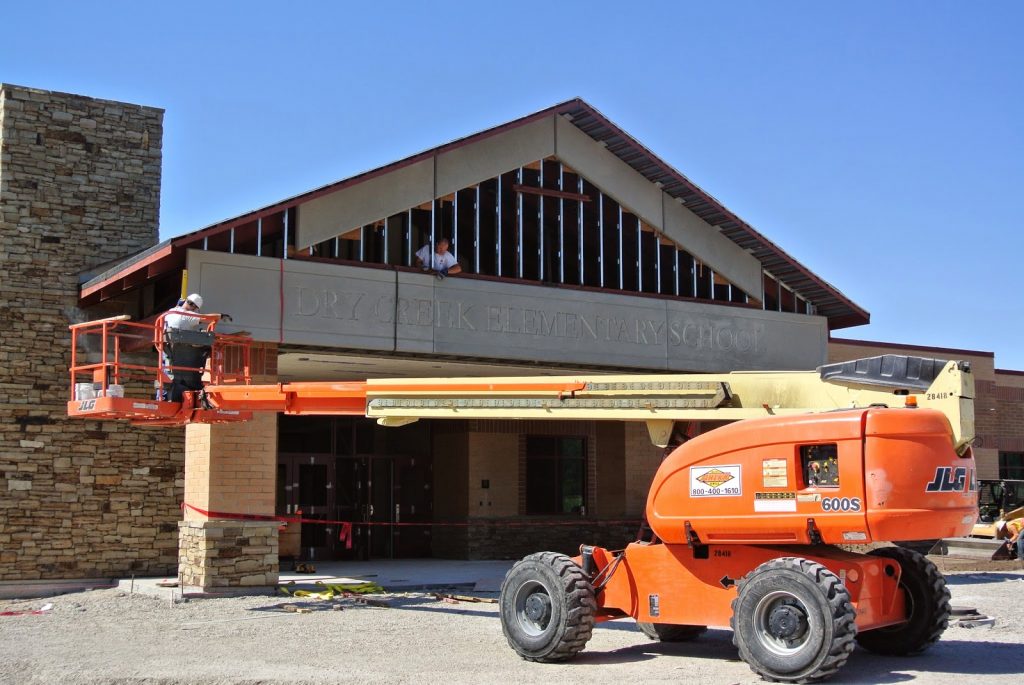 Installation of GFRC Stone Panels at Dry Creek Elelementary School