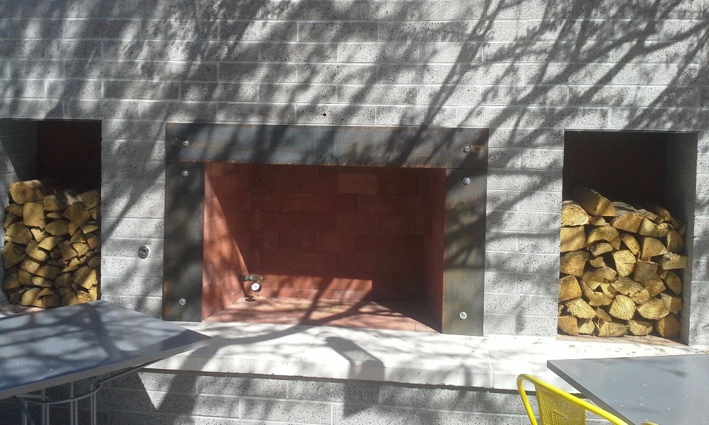 Outside Patio Fireplace at Joyride Taco Place | Custom Color Architectural Precast